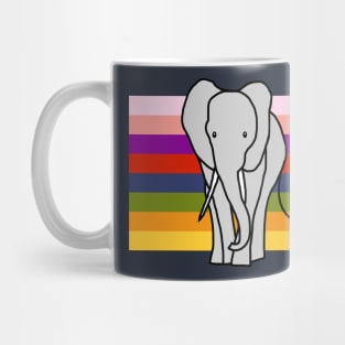 Elephant on Rainbow Stripes Graphic Mug